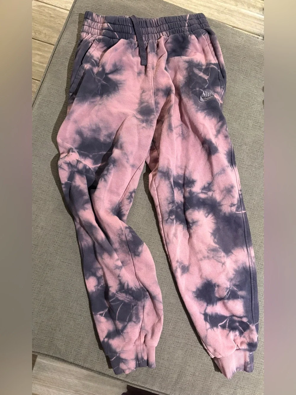 Nike Club Fleece Girls Boys Purple Tie Dye Sweatpants Joggers Large L